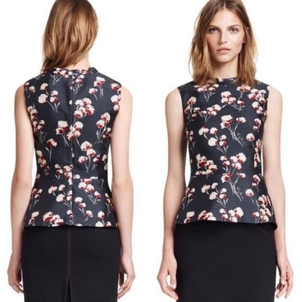 Tory Burch Black Cherry blossom peplum top